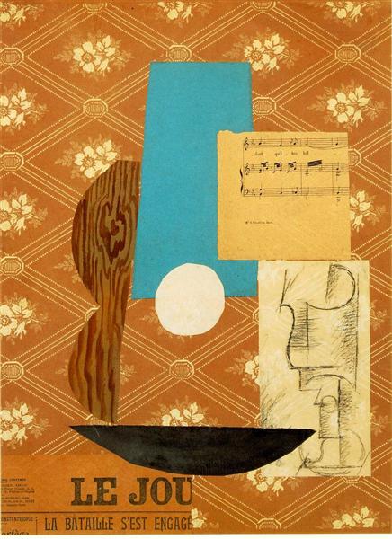 Pablo Picasso Oil Painting Guitar,Sheet Music And Wine Glass